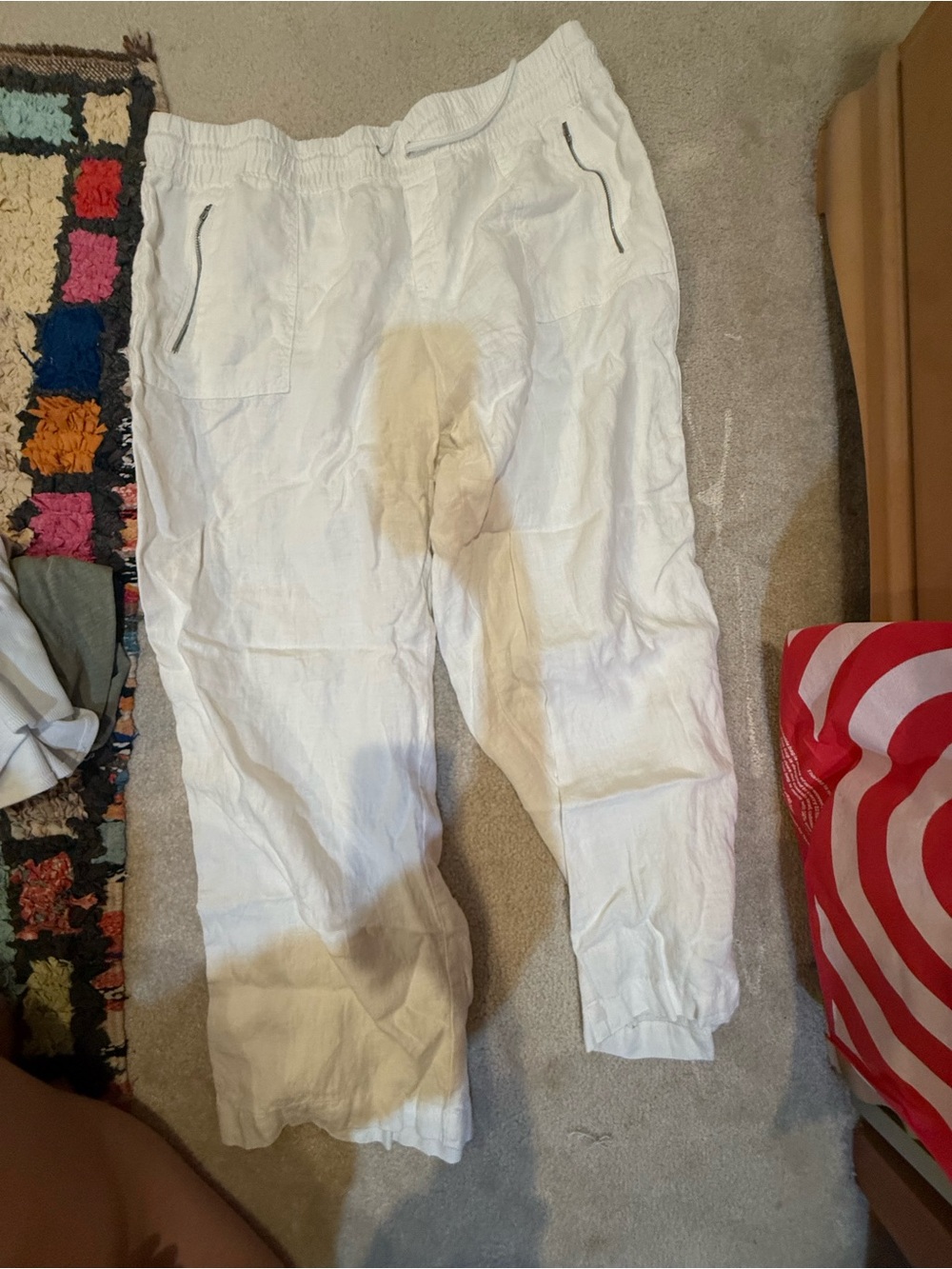 Athleta White Womens Linen Wide Leg Pants